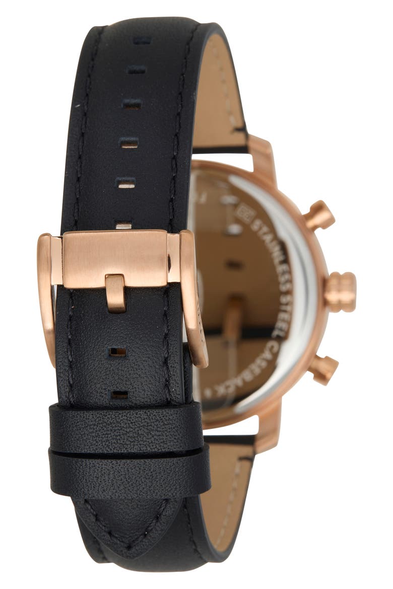 Rhett Leather Strap Watch, 43mm, Alternate, color, BLACK