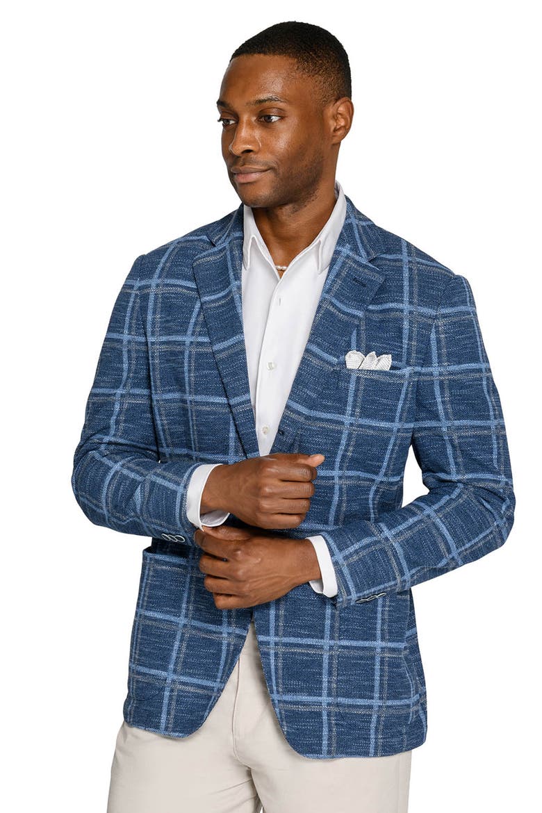Macon Windowpane Texture Blazer, Alternate, color, BLUE