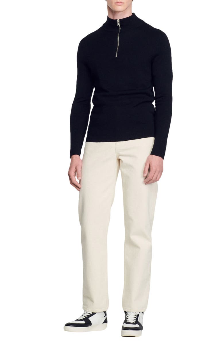 SANDRO Half Zip Wool Sweater, Alternate, color, 