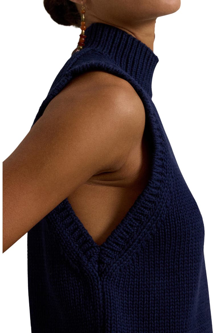 Sleeveless Cotton Blend Turtleneck Sweater, Alternate, color, CRUISE NAVY