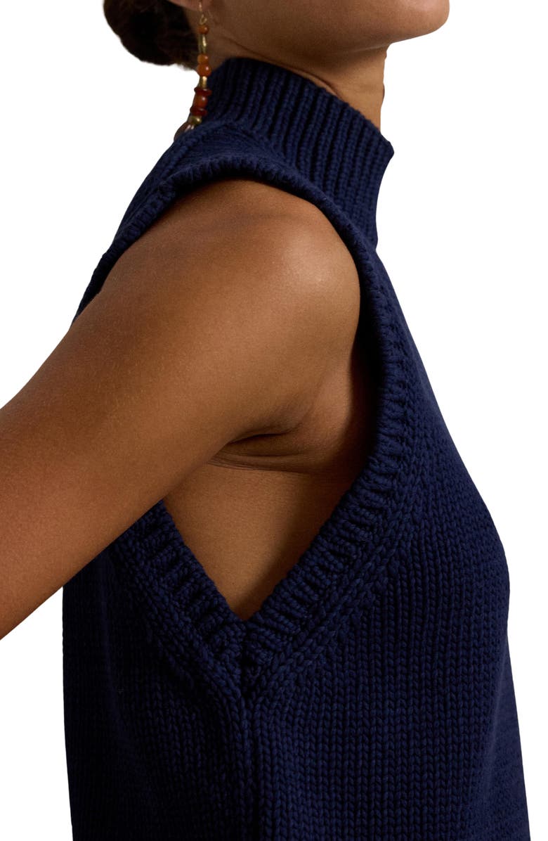 Polo Ralph Lauren Sleeveless Cotton Blend Turtleneck Sweater, Alternate, color, Cruise Navy