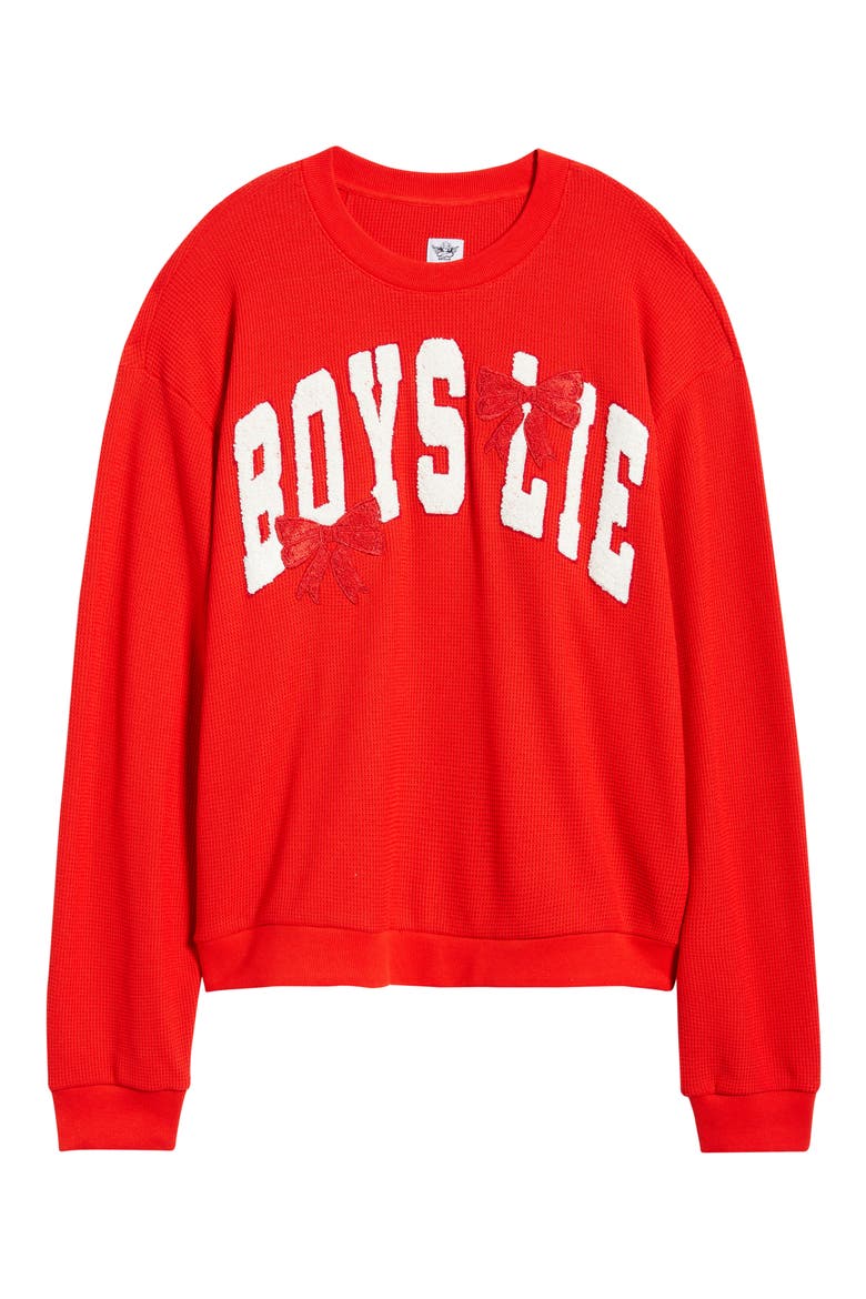 Wrap Me in in a Bow Kara Crewneck Sweatshirt, Alternate, color, RED