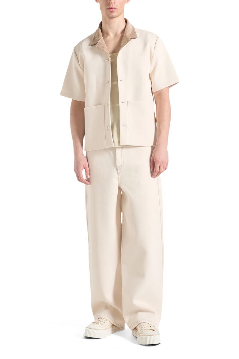 Joel Twill Shirt with Suede Revere Collar, Alternate, color, Cream