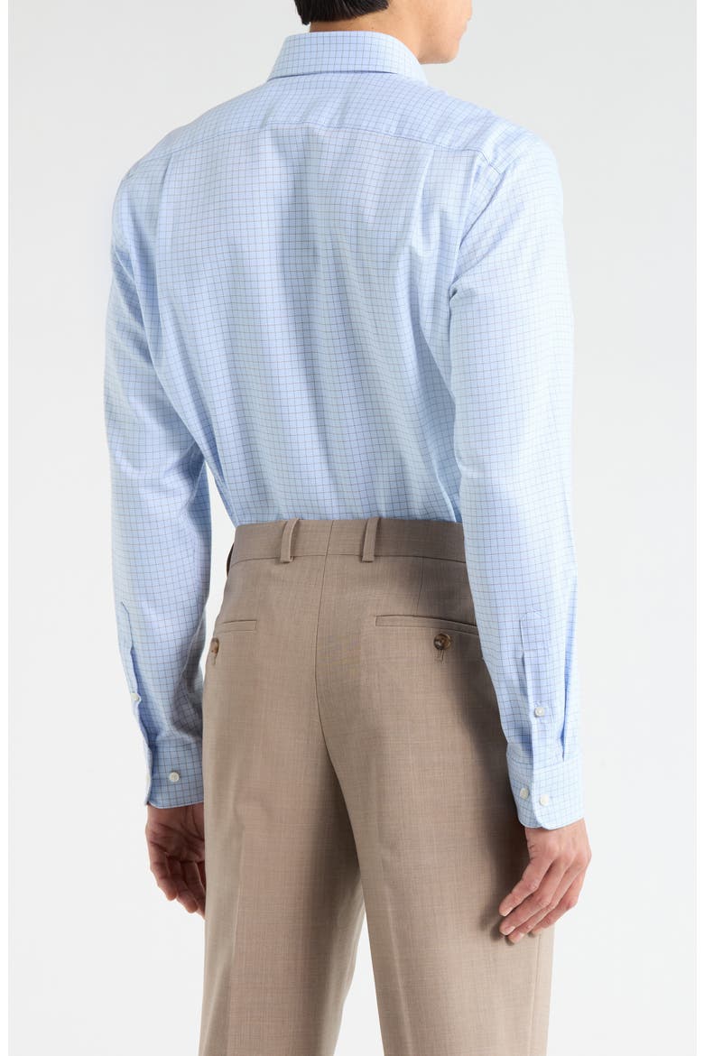 Trim Fit Check Premium Non Iron Cotton Dress Shirt, Alternate, color, BLUE STEFANO GRID