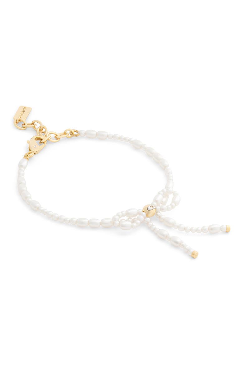 Faux Pearl Bow Bracelet, Alternate, color, PEARL/ GOLD