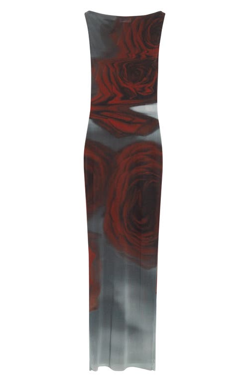 Jean Paul Gaultier Boat Neck Blurry Roses Printed Sleeveless Dress In Multi