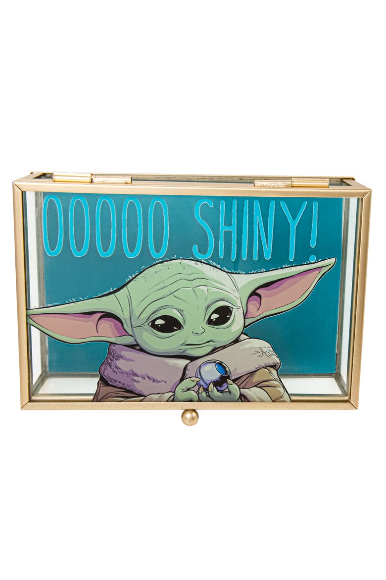 The Mandalorian Grogu OOOOO SHINY! Gold Trim Glass Jewelry Box, Main, color, Multi