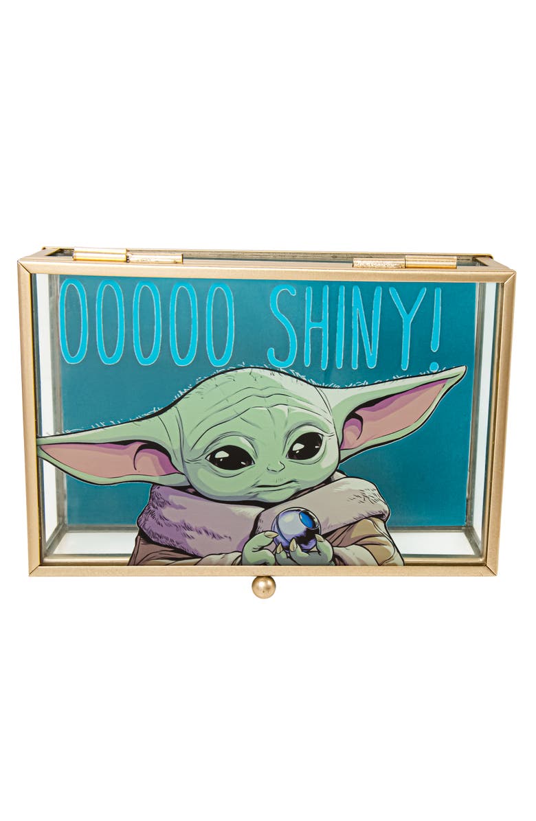 Star Wars The Mandalorian Grogu OOOOO SHINY! Gold Trim Glass Jewelry Box, Main, color, Multi