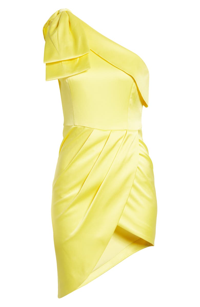 Lavish Alice Bow One-Shoulder Satin Dress, Alternate, color, 