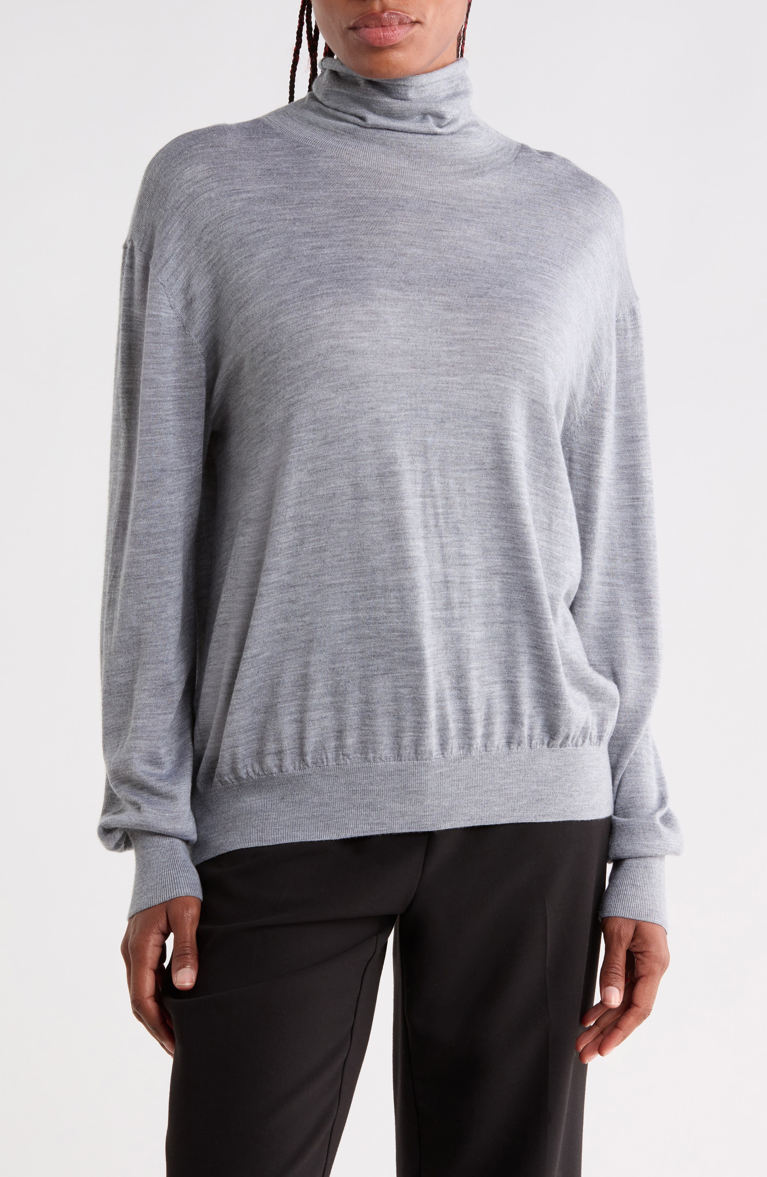 Easy Wool & Silk Turtleneck Sweater