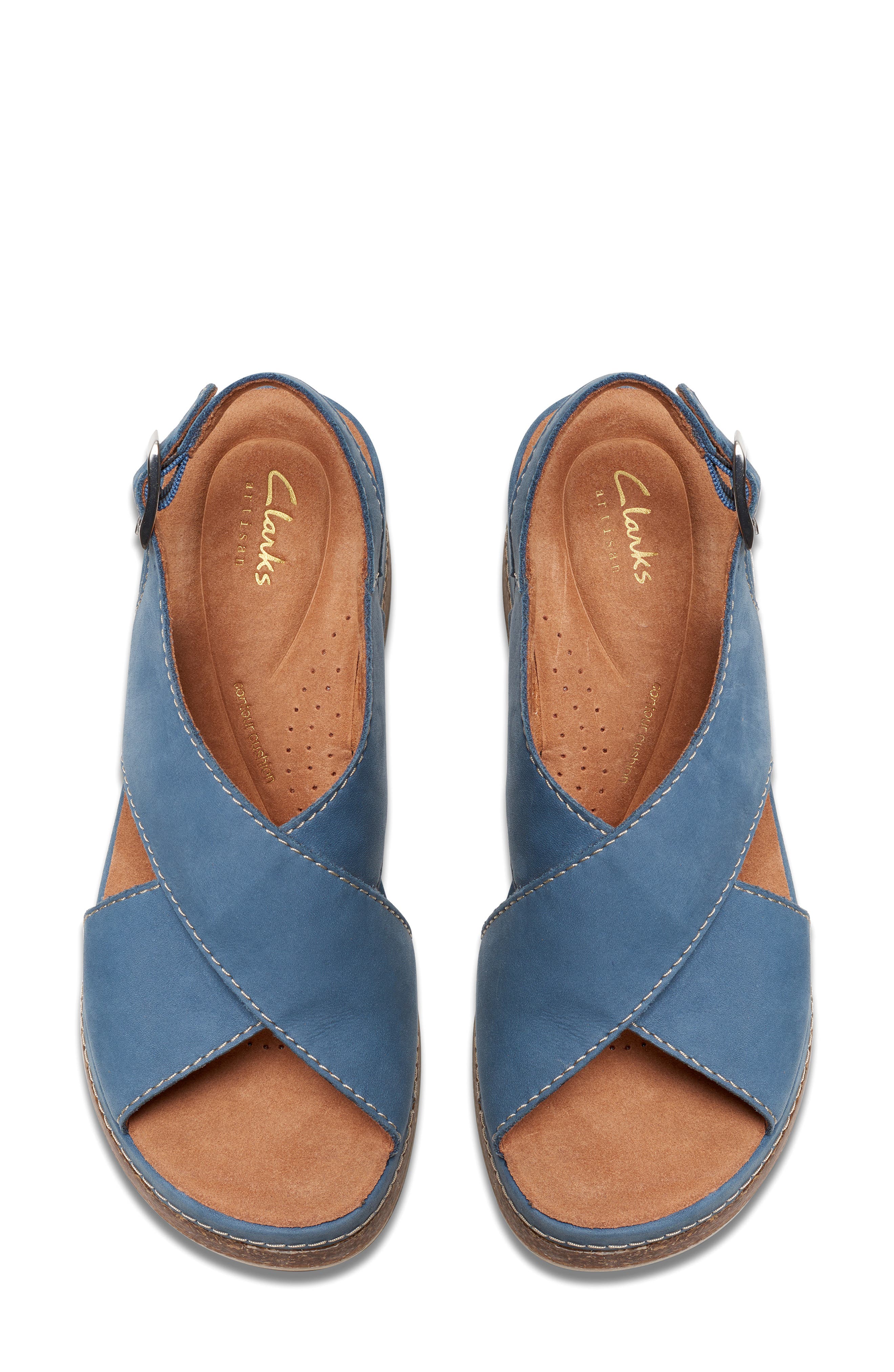 Clarks<sup>®</sup> Kassanda Step Wedge Sandal, Alternate, color, Blue Nubuck