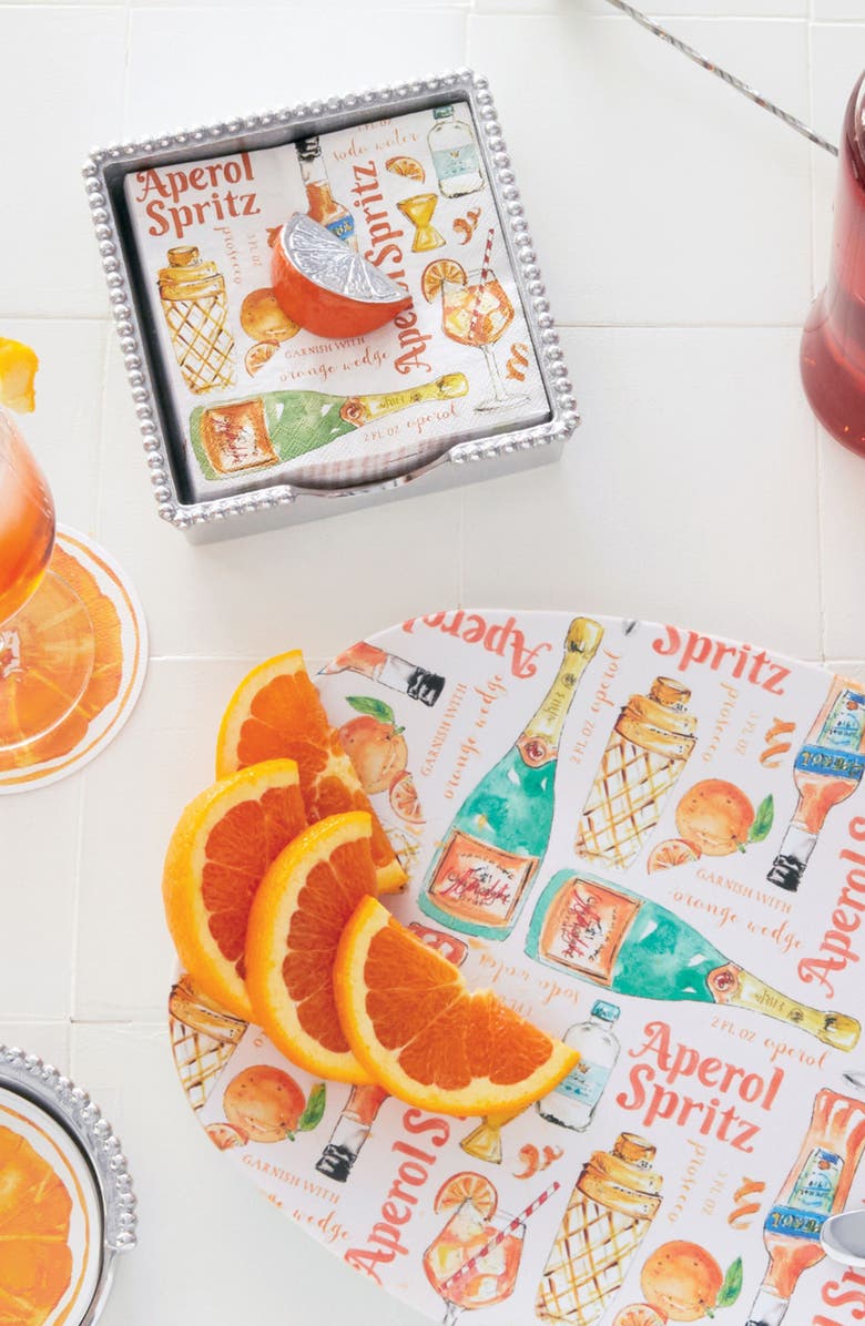 Mariposa Orange Slice Beaded Napkin Box Set, Alternate, color, Silver