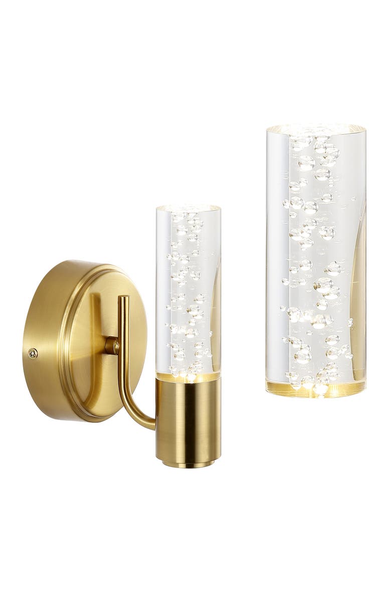 JONATHAN Y Bolha 1-Light Minimalist Modern Bubble Acrylic/Iron Integrated LED Vanity Light, Main, color, Brass Gold