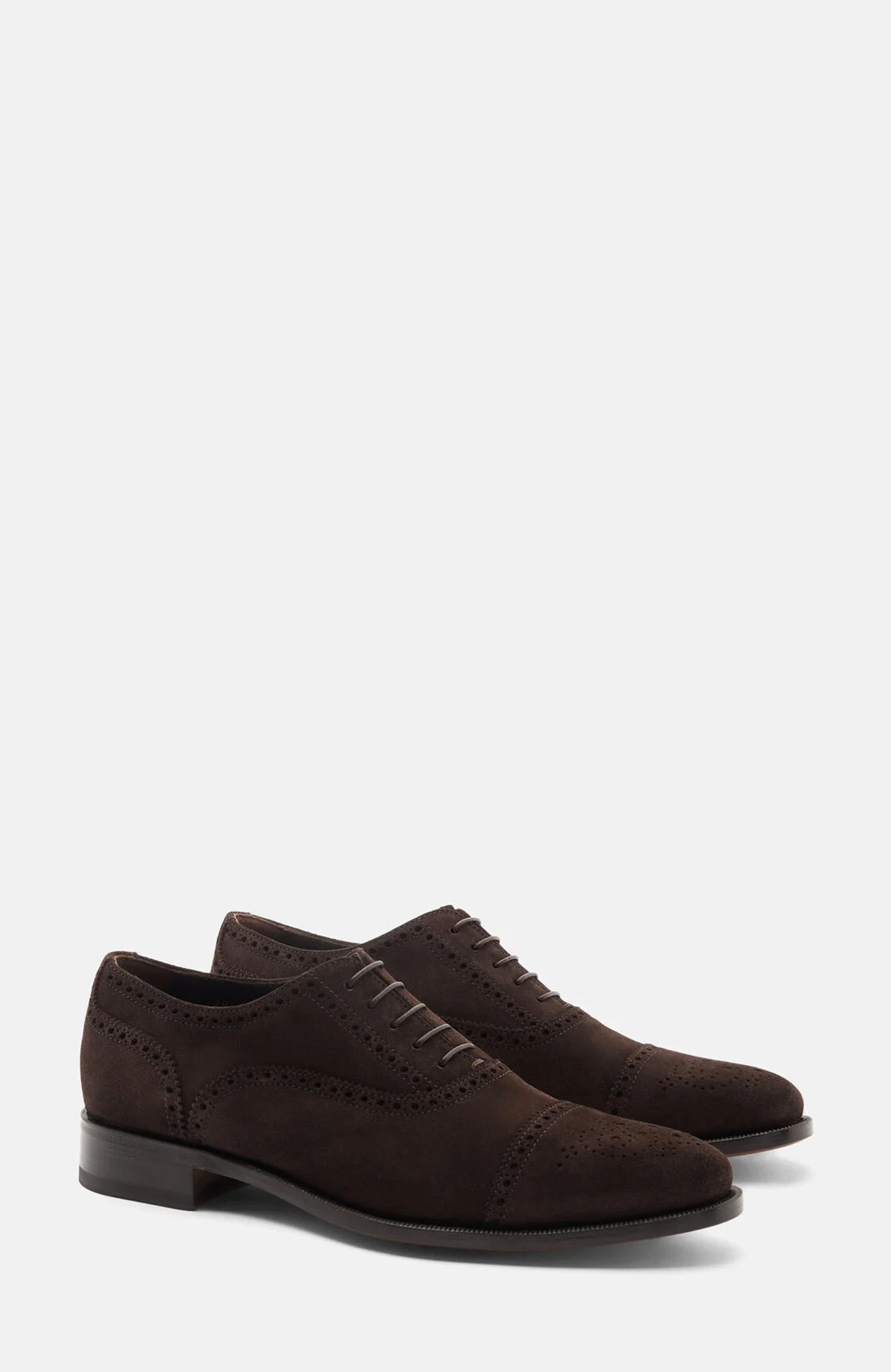 Roberto Oxfords, Main, color, Dark Brown Suede