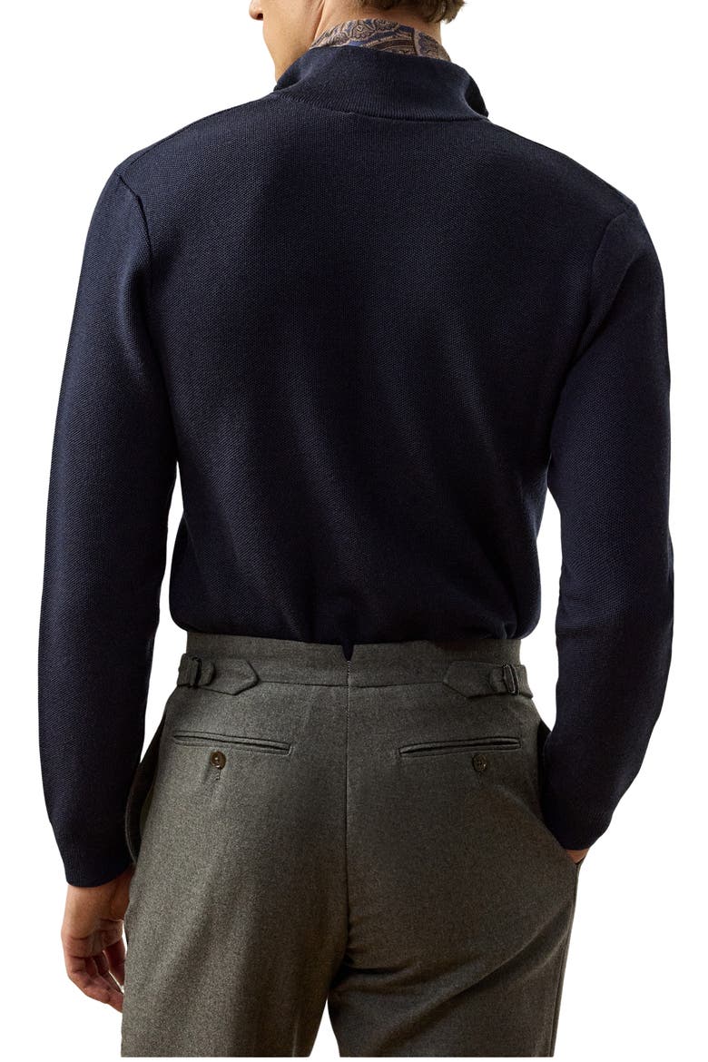 Wool Piqué Quarter Zip Pullover, Alternate, color, CLASSIC CHAIRMAN NAVY