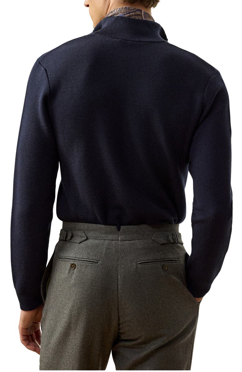 Ralph Lauren Purple Label Wool Piqué Quarter Zip Pullover, Alternate, color, Classic Chairman Navy