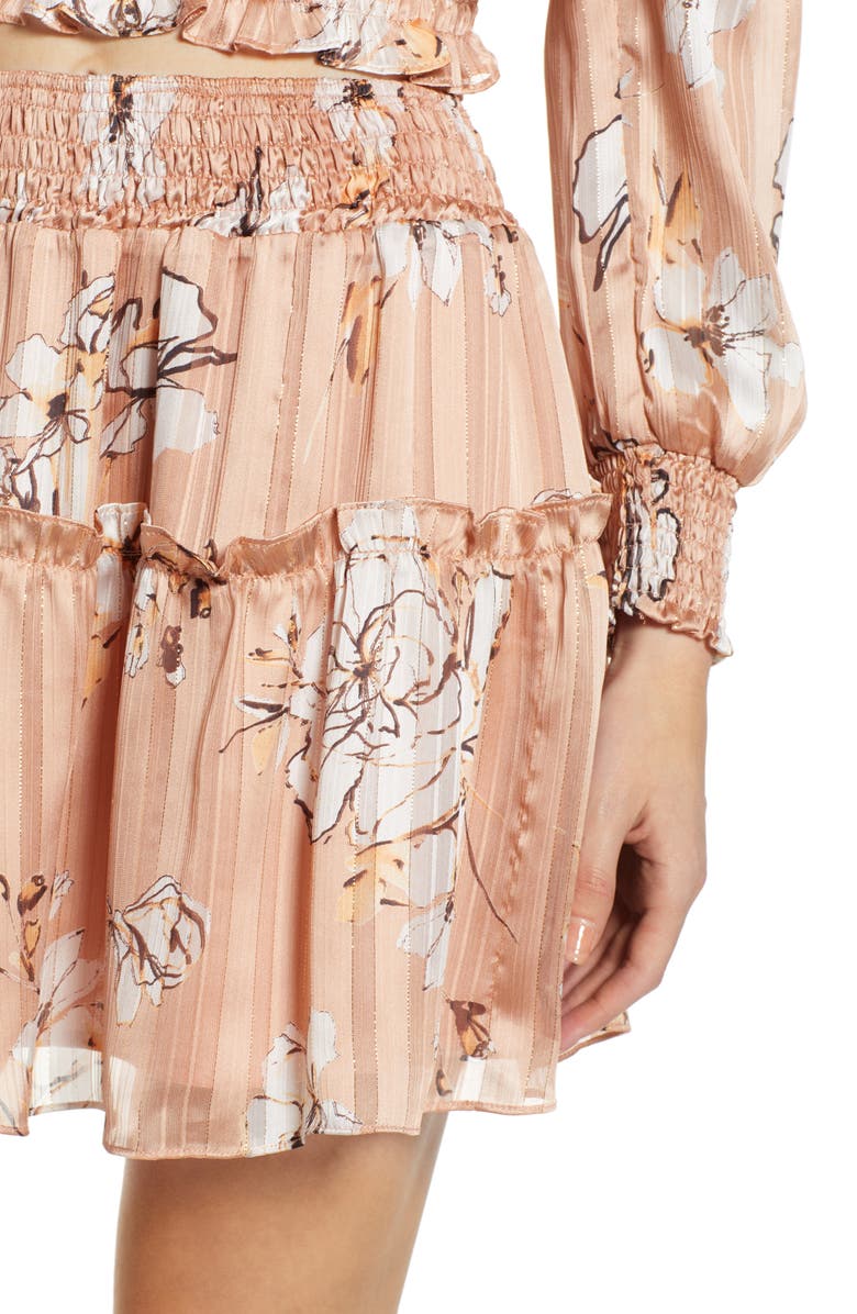 4SI3NNA Smocked Floral Miniskirt, Alternate, color, Mauve Floral