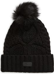 UGG® Faux Fur Pompom Cable Knit Beanie