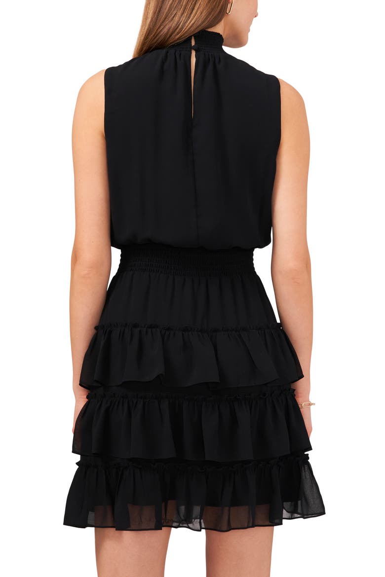 Smock Neck Sleeveless Fit & Flare Dress, Alternate, color, RICH BLACK