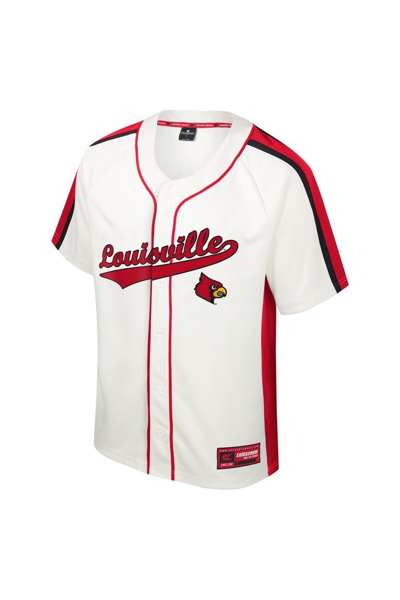 Men's Colosseum Cream Louisville Cardinals Ruth Button-Up Baseball Jersey, Alternate, color, Cream