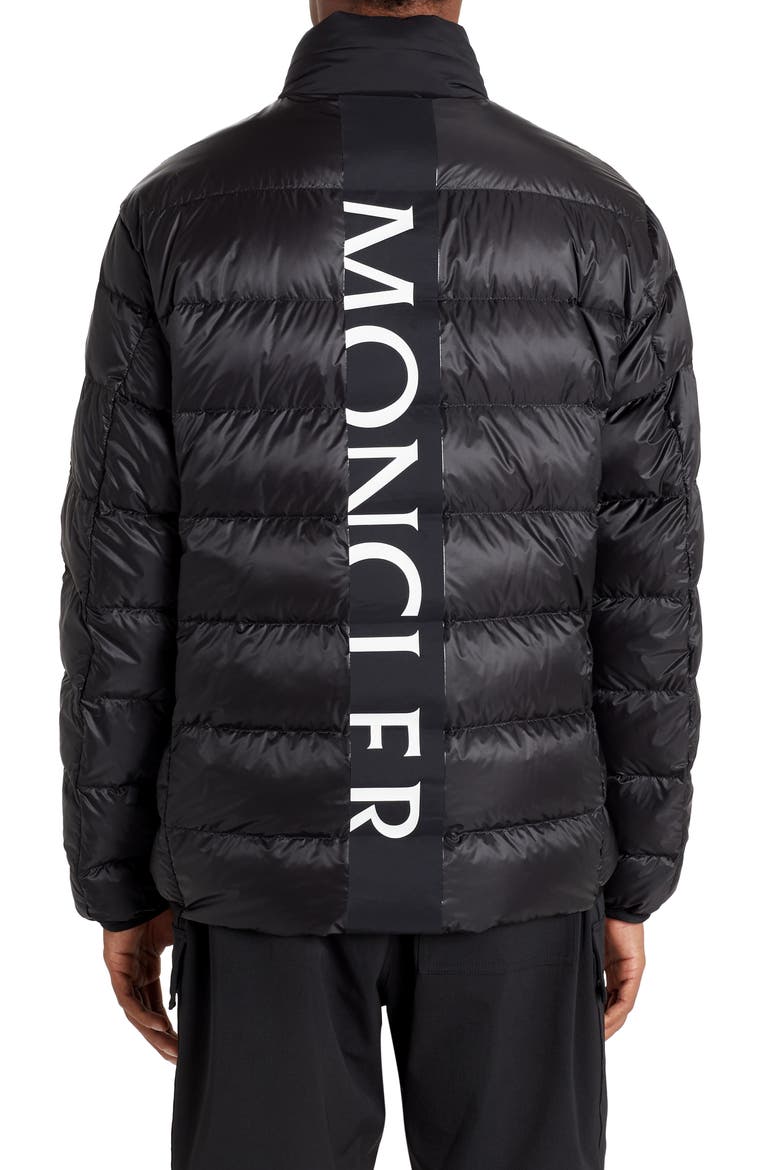 Peyre Back Logo Water Resistant Down Puffer Coat, Alternate, color, BLACK