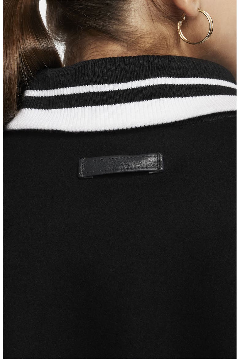 Sportswear Destroyer Leather & Wool Blend Bomber Jacket, Alternate, color, BLACK/ ANTHRACITE/ ANTHRACITE