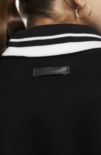 Sportswear Destroyer Leather & Wool Blend Bomber Jacket