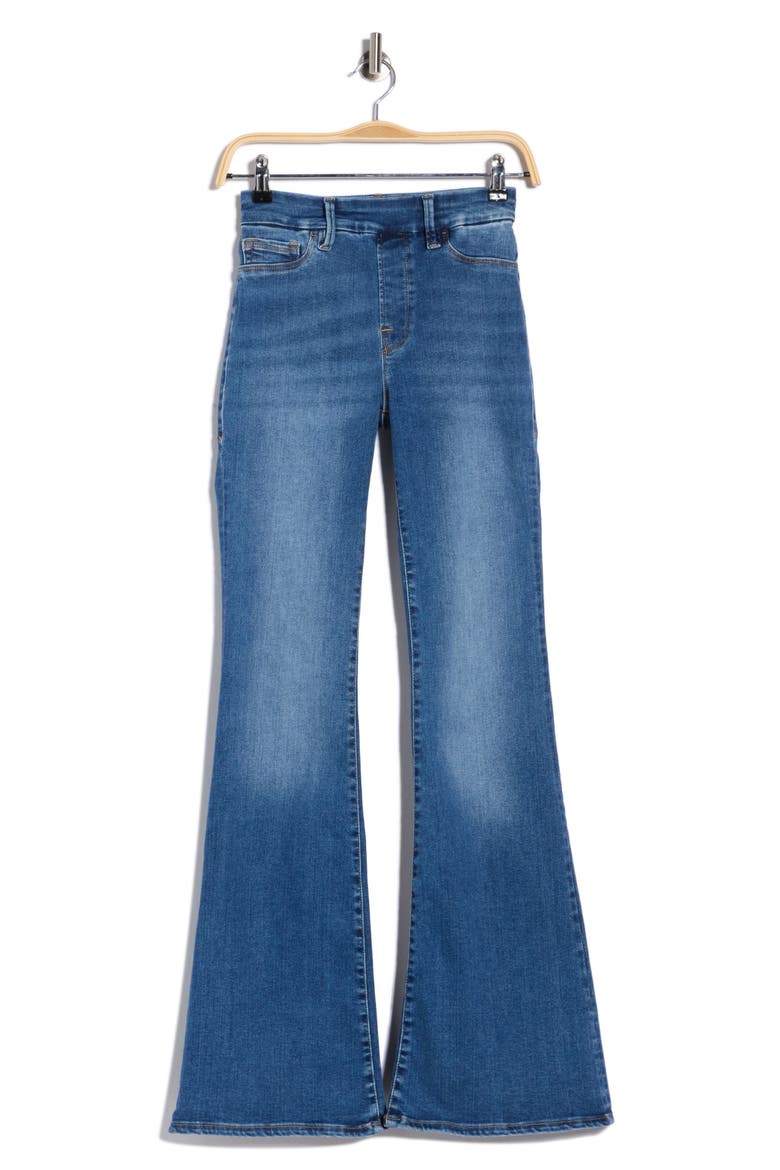 Pull On High Waist Flare Jeans, Alternate, color, INDIGO490
