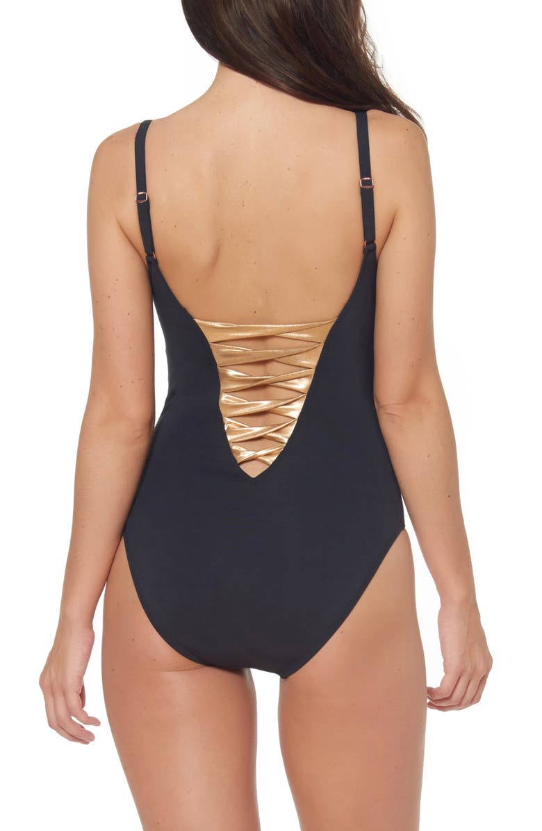 BLEU by Rod Beattie Lace Down One-Piece Swimsuit, Alternate, color, 