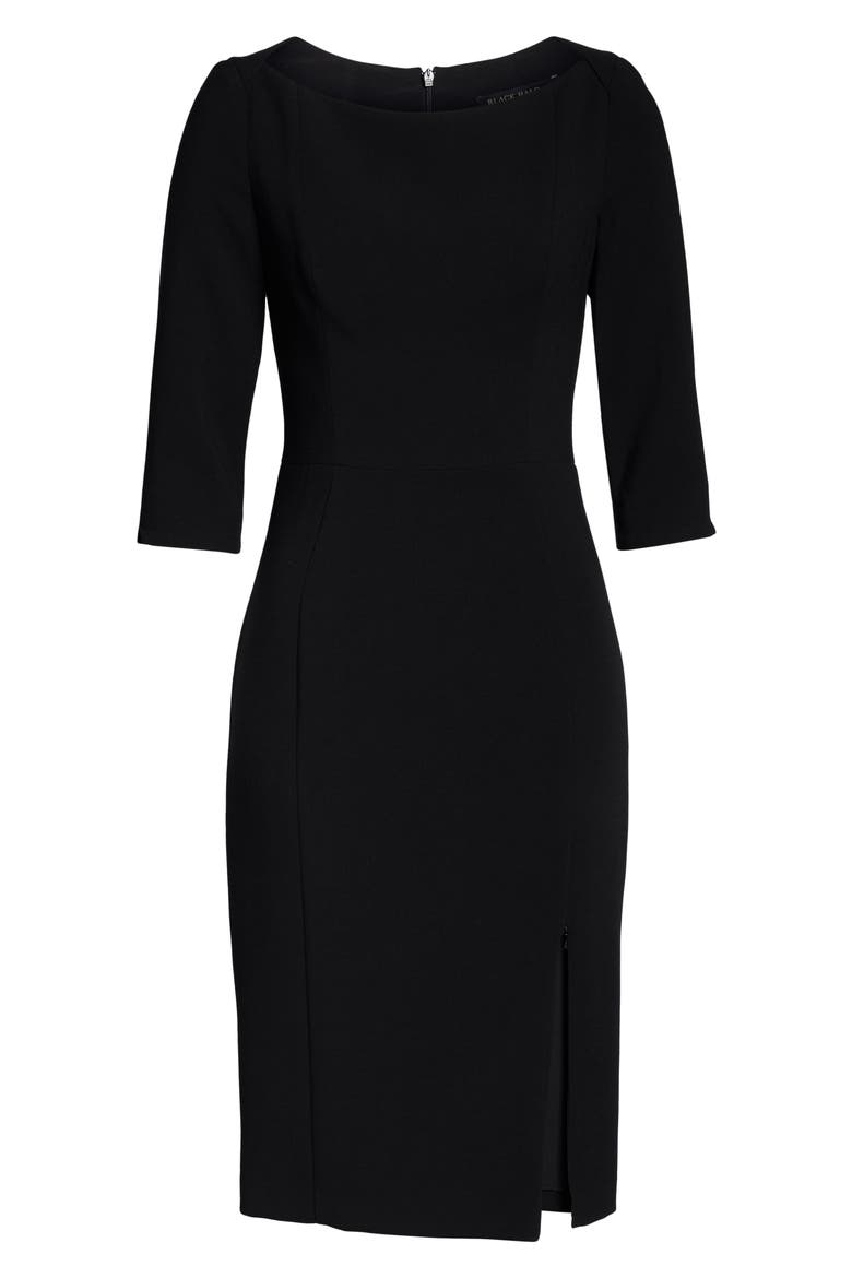 Marissa Zip Slit Sheath Dress, Alternate, color, BLACK
