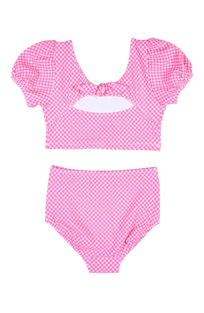 Florence Eiseman Gingham Puff Sleeve Bikini, Alternate, color, Pink/White