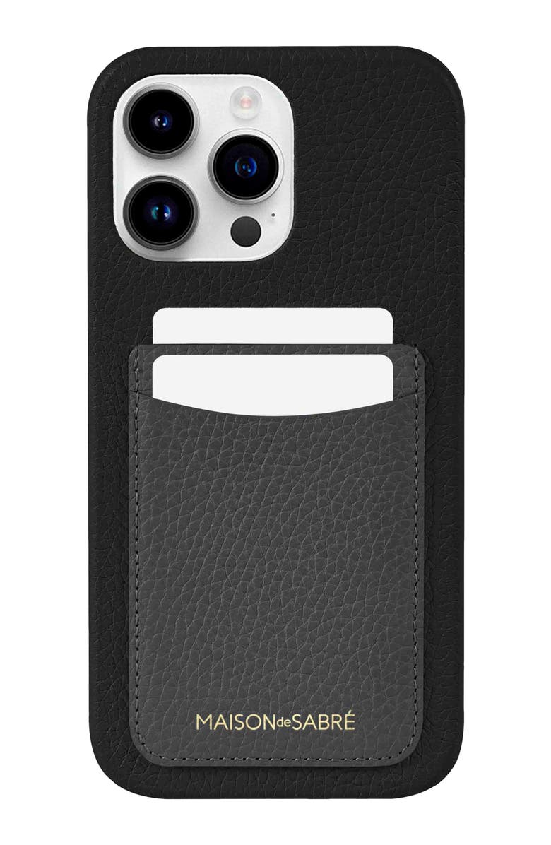 MAISON de SABRÉ Card Phone Case, Alternate, color, Graphite Caviar