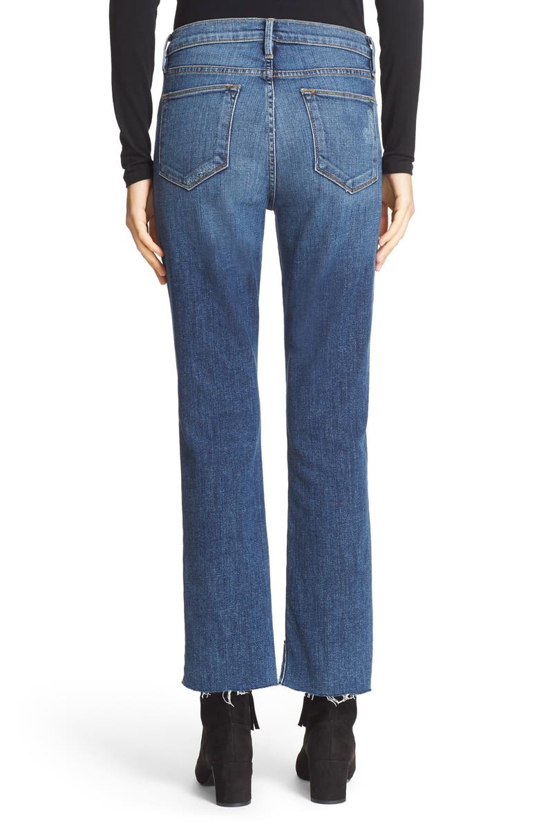 FRAME 'Le High Straight' High Rise Staggered Hem Jeans, Alternate, color,