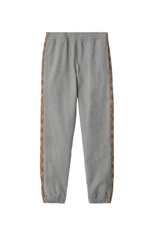 Burberry Check-trimmed Cotton Track Pants In Gray