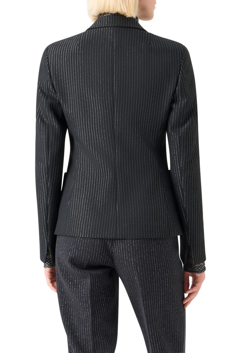 Metallic Pinstripe Blazer, Alternate, color, BLACK-BRUSHED STEEL