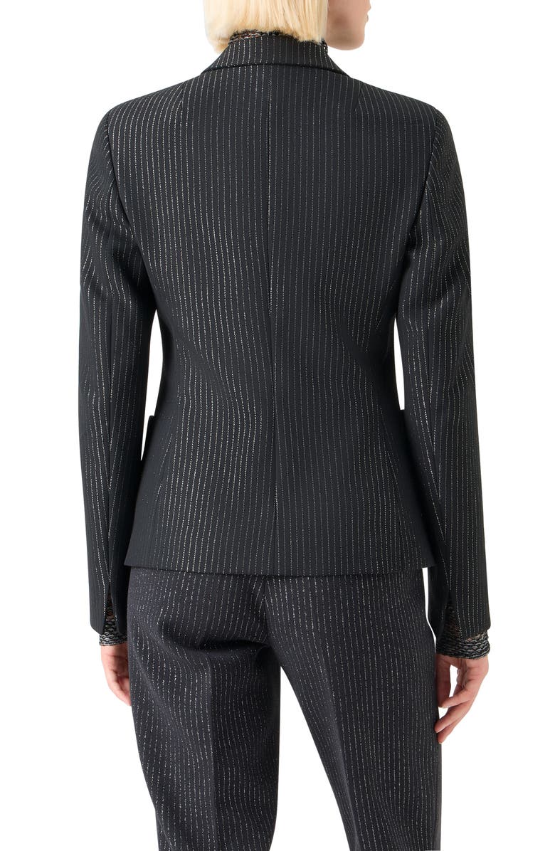 Akris punto Metallic Pinstripe Blazer, Alternate, color, Black-Brushed Steel