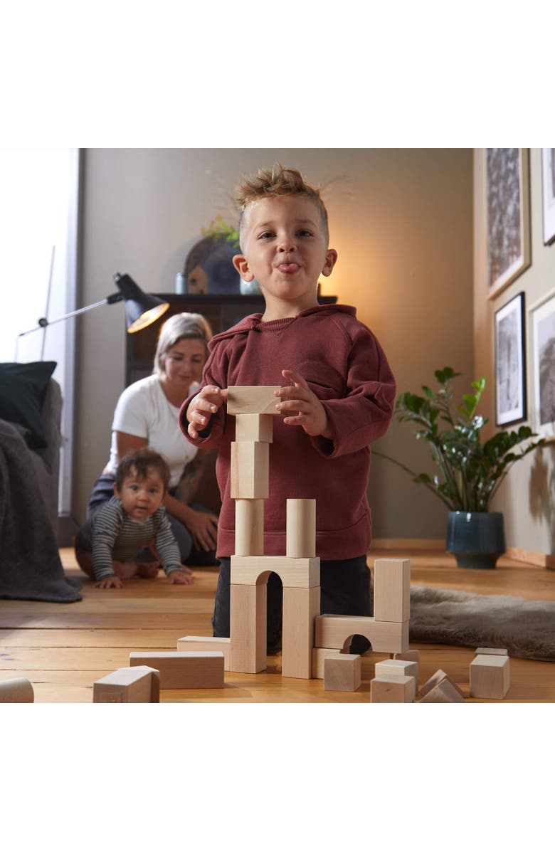HABA Wooden Building Blocks 60 Piece Set, Ideal Toddler Blocks for Ages 2-4 & Kids Stacking Toys for Ages 1 & Up for Open-Ended Play, Made in Germany, Alternate, color, Tan