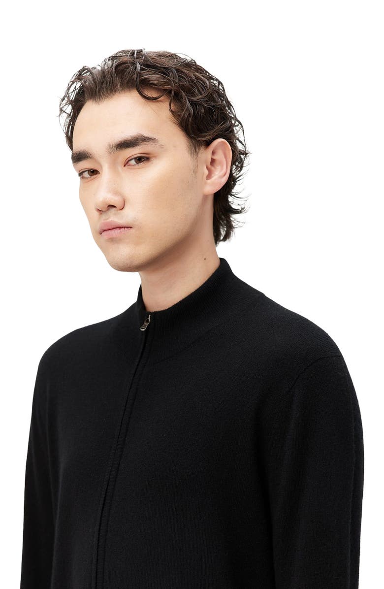 Gobi Cashmere Full Zip Stand Collar Cardigan, Alternate, color, Black