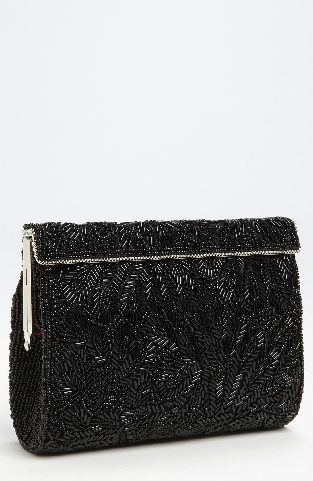 'Meadow' Beaded Frame Clutch, Main, color, BLACK BEAD