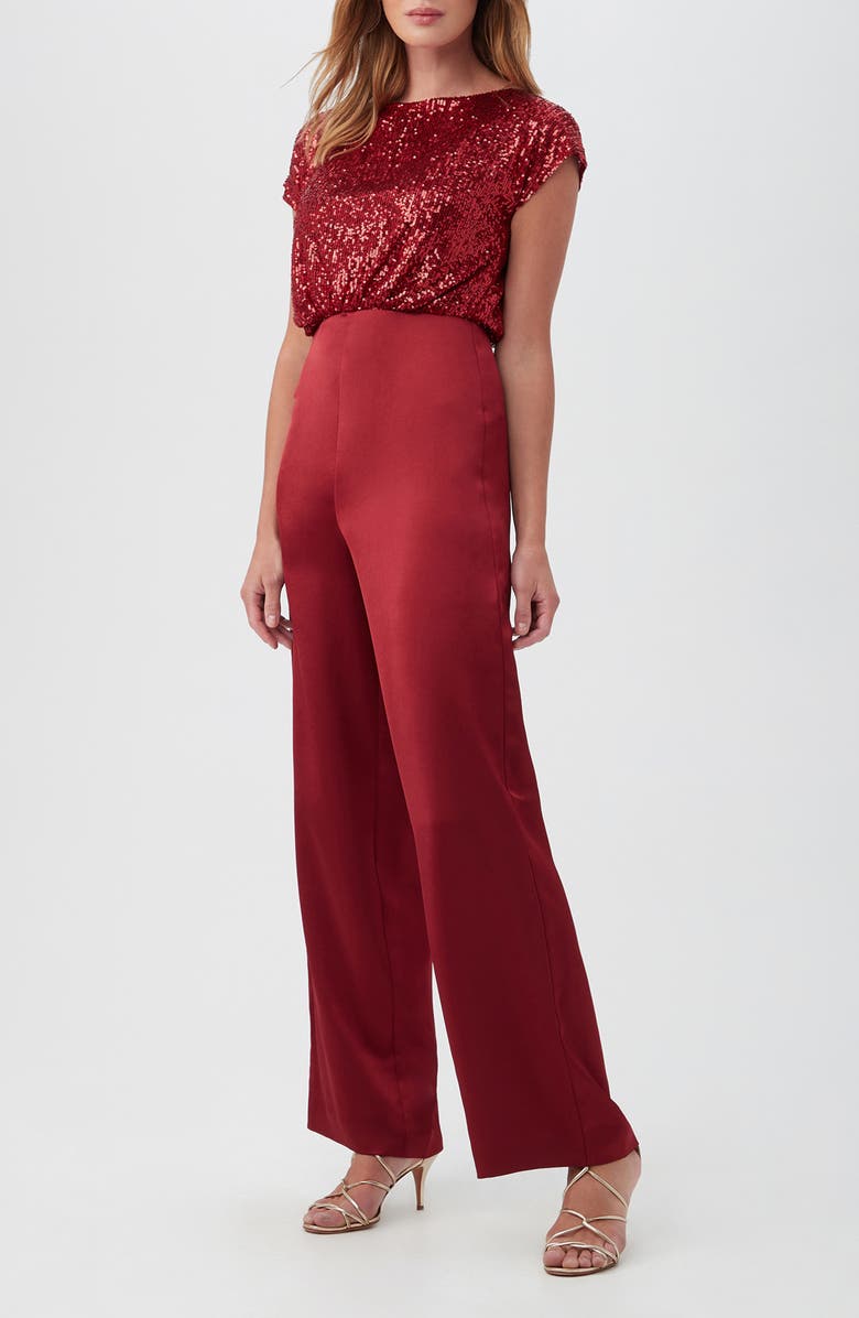 Trina Turk Shimai 2 Sequin Bodice Cap Sleeve Jumpsuit, Alternate, color,