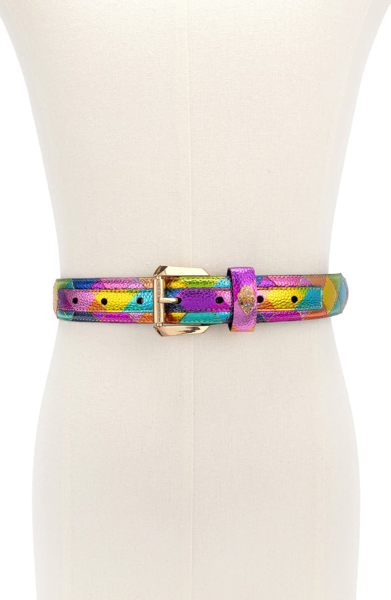 Kurt Geiger London Stained Glass Leather Belt, Alternate, color, Rainbow Multi