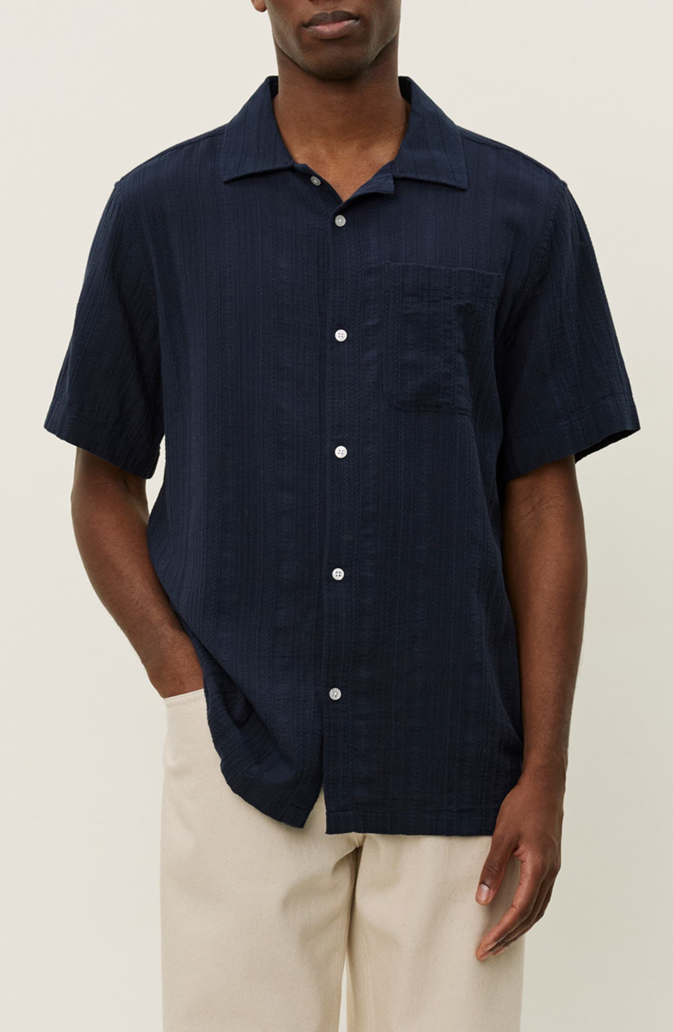 Les Deux Charlie Stripe Organic Cotton Button-Up Shirt