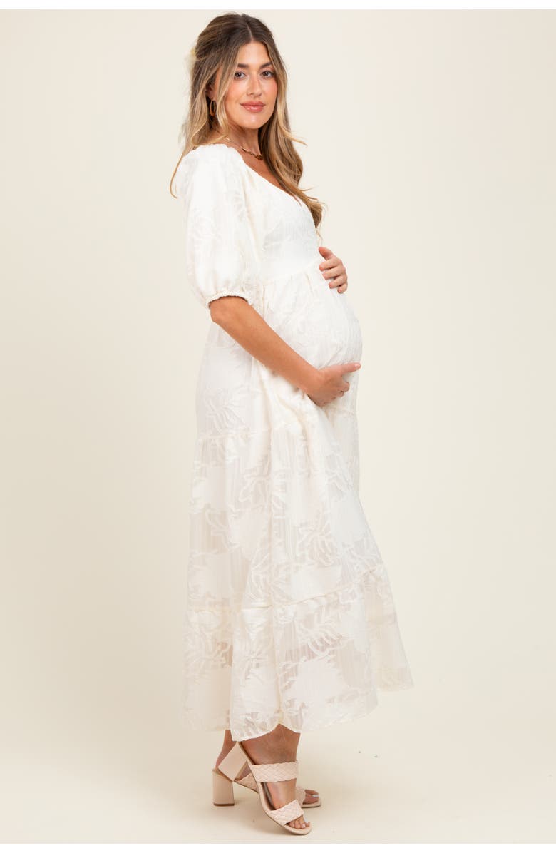 PinkBlush Leaf Textured Tiered Midi Dress, Alternate, color, 