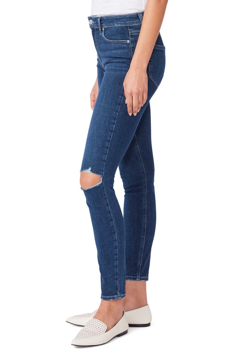 PAIGE Hoxton Ripped High Waist Ankle Skinny Jeans, Alternate, color, Direction Destructed