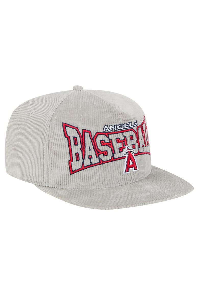 Men's New Era Gray Los Angeles Angels Corduroy Golfer Snapback Hat, Alternate, color, Gray