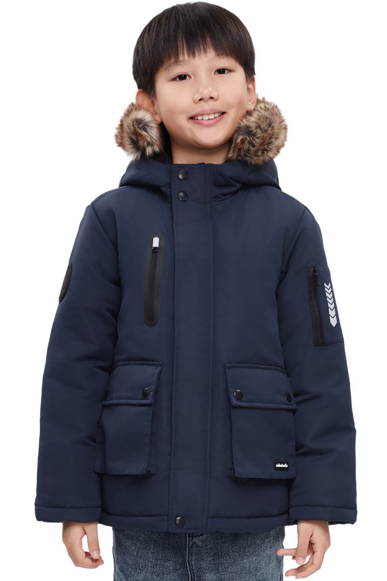 Kids' Parka Jacket with Insulated Hood, Main, color, NAVY