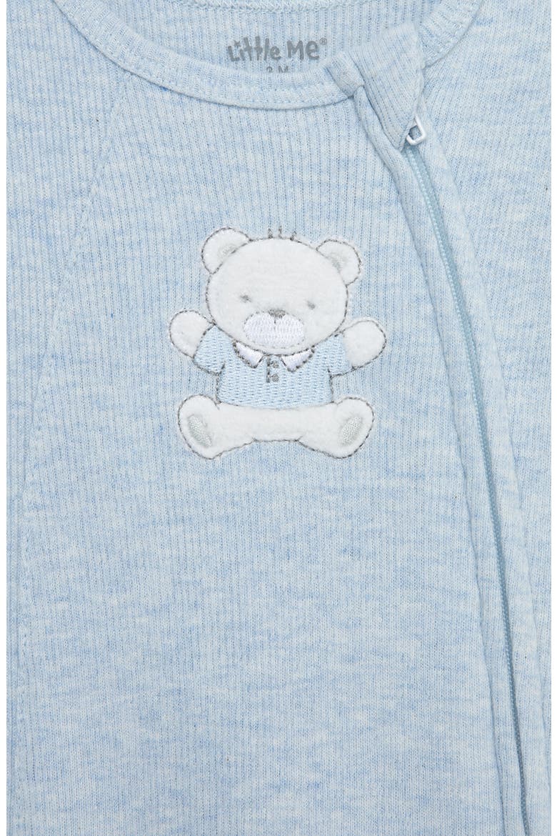 Blue Bear Embroidered Cotton Rib Footie & Hat Set (Nordstrom Exclusive), Alternate, color, BLUE