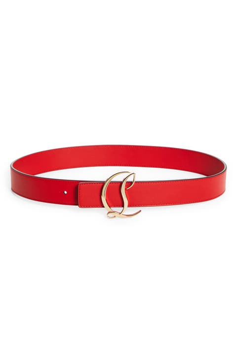 Logo Buckle Leather Belt