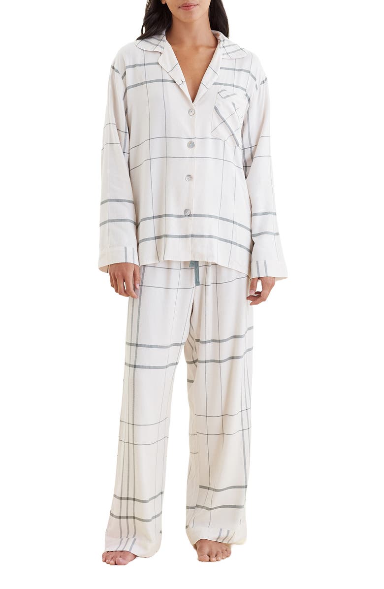 Papinelle Comfy Plaid Pajamas, Main, color, Almond