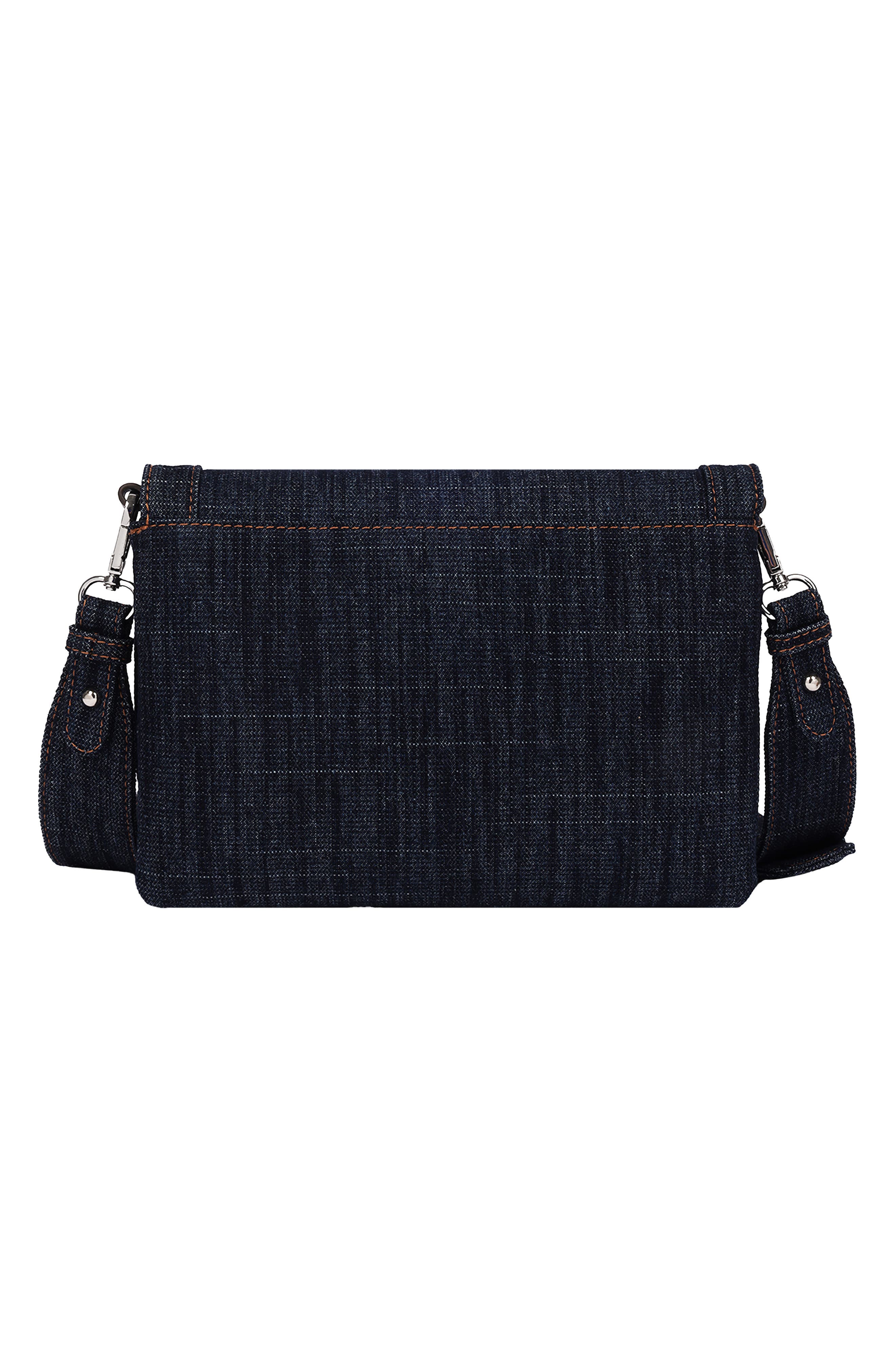 Bling Horseshoe Denim Messenger Bag, Alternate, color, DARK DENIM